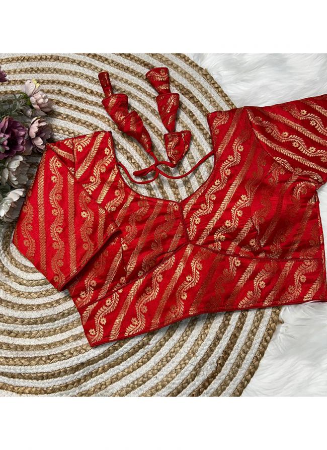 Banarasi Silk Red Wedding Wear Weaving Readymade Blouse